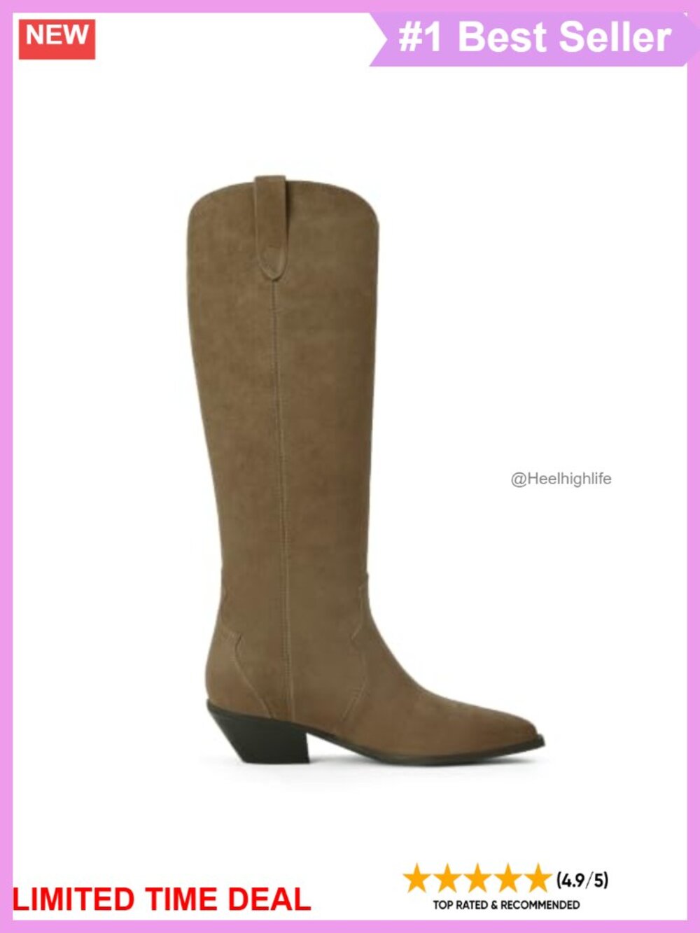 Knee-High Faux Suede Block Heel Boots Pull-On Tall Boots